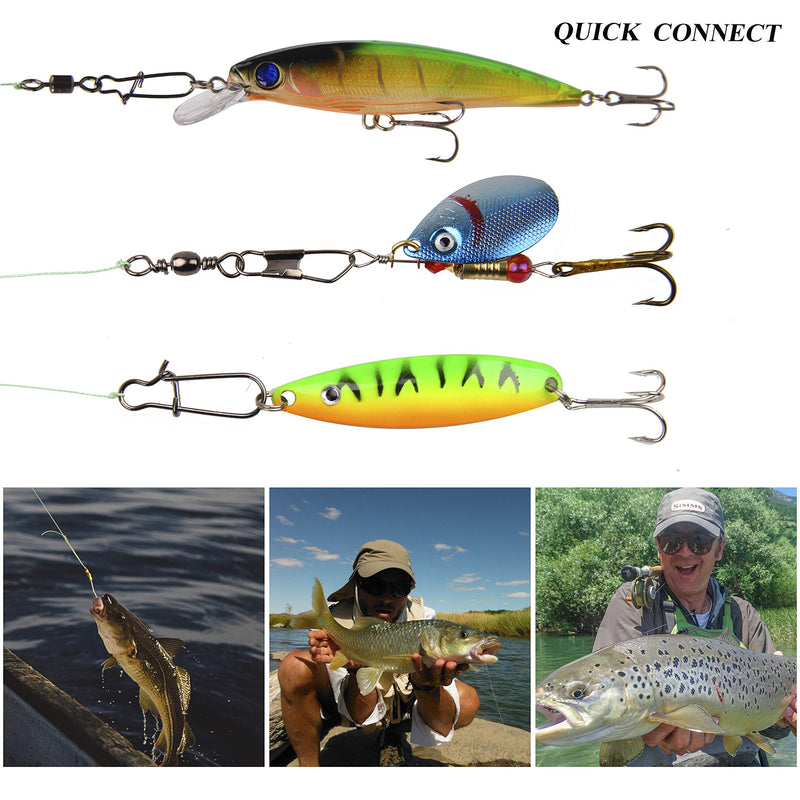 [AUSTRALIA] - Fishing Swivels,Ball Bearing Swivel,Duo Lock Snaps,Barrel Swivel,Rolling Swivel Snap Fish Line Connector Tackle High-Strength Stainless Steel Bass Trout in Saltwater Freshwater 50pcs total 