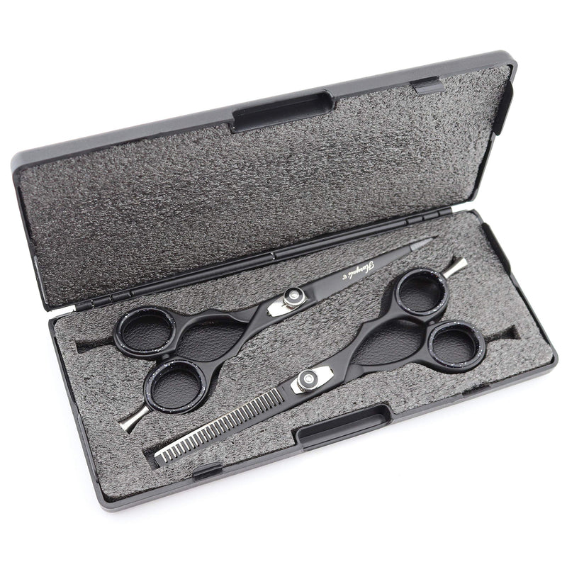 Haryali London Black Hairdressers Professional 6 Inch Hairdressing Barber Scissors Set Texturing Thinning Hair Cutting Shears, Comb, Oil Bottle, Cloth and Hair Clipper Comes in Black Case - BeesActive Australia