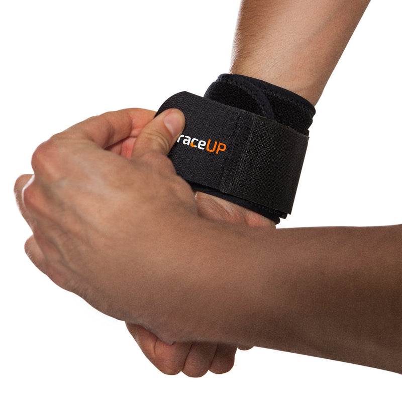 Wrist Compression Strap and Wrist Wrap by BraceUP - Wrist Band, Brace for Tendonitis, Tennis, Gym, Workout, One Size Adjustable (Black), 1 PC Black - BeesActive Australia