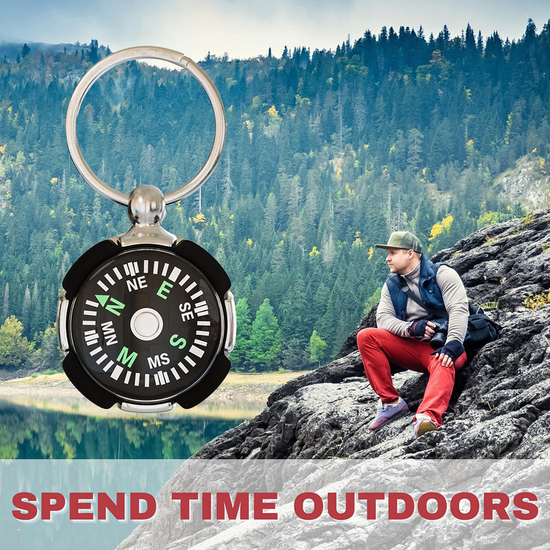 Mini Compass Keychain for Camping Climbing Hiking Traveling Shaped Small Keychain Pocket Style Metal Compass (2 Pack) - BeesActive Australia