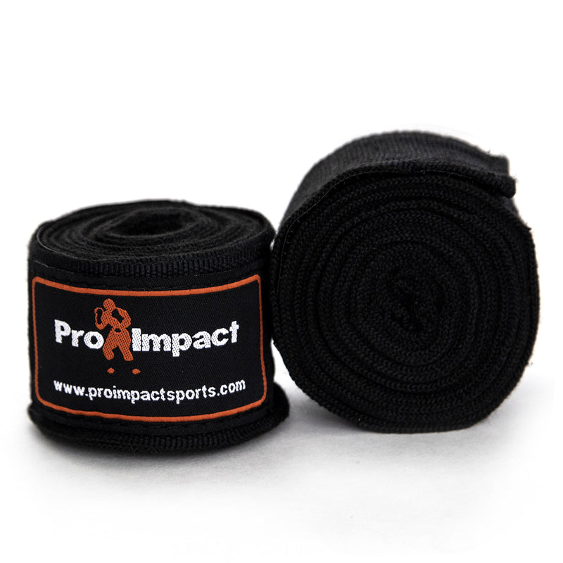 [AUSTRALIA] - Pro Impact Mexican Style Boxing Handwraps 180" with Closure – Elastic Hand & Wrist Support for Muay Thai Kickboxing Training Gym Workout or MMA for Men & Women - 1 Pair 1 Black 