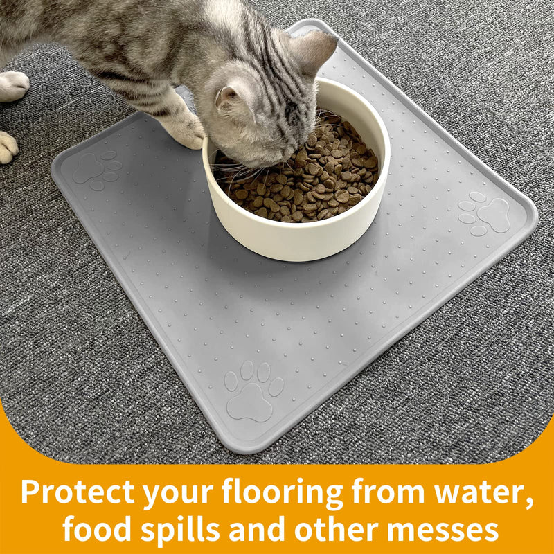 Ptlom Pet Placemat for Dog and Cat, Mat for Prevent Food and Water Overflow, Suitable for Medium and Small Pet,Silicone, 13" 13"… 13" * 13" Grey - BeesActive Australia