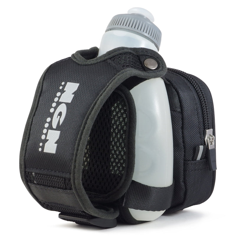 [AUSTRALIA] - NGN Sport - Running Water Bottle Handheld | Hydration Bottle & Pack with Zippered Pocket - 10 oz Locomotive Black 10 oz (2-Pack) 