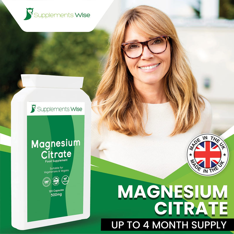 Magnesium Citrate Capsules - Magnesium Supplement for Women or Men - 120 Magnesium Supplements 500mg - Magnesium Tablets One a Day - Restless Leg Syndrome Relief - Premium Magnesium Citrate Tablets - BeesActive Australia
