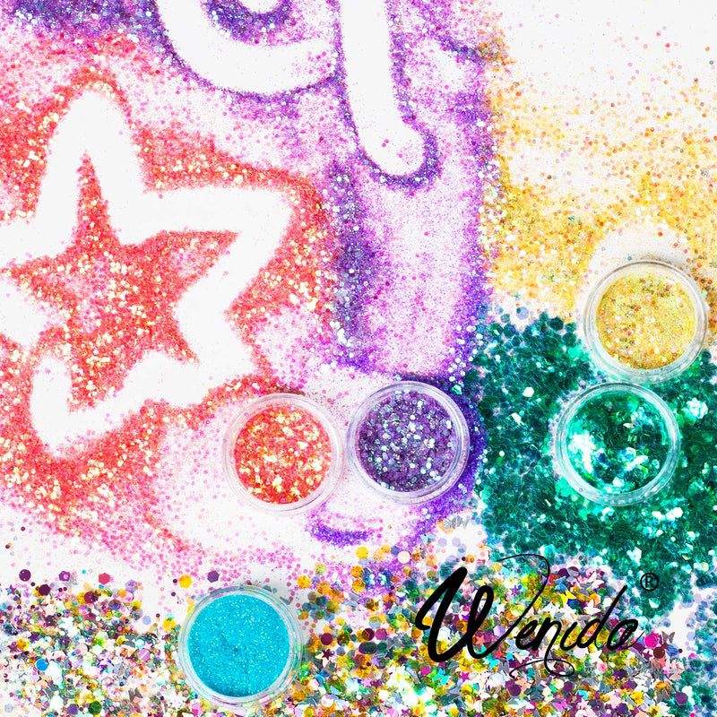 Glitter Wenida 18 Styles 130g Holographic Mermaid Butterfly Unicorn Cosmetic Festival Makeup Chunky Powder for Body Nail Hair Eye Face 4.58 Ounce (Pack of 18) Color # 9 - BeesActive Australia