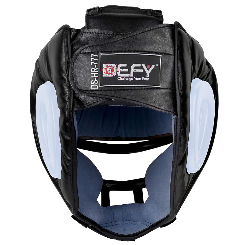 [AUSTRALIA] - DEFY Head Guard Premium Synthetic Leather MMA Boxing Head Gear UFC Wrestling Helmet Fighting Sparring White Large 