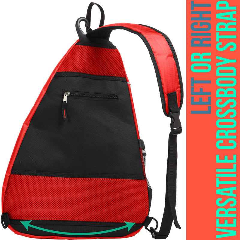 Athletico Sling Bag - Crossbody Backpack for Pickleball, Tennis, Racketball, and Travel for Men and Women (Red) - BeesActive Australia