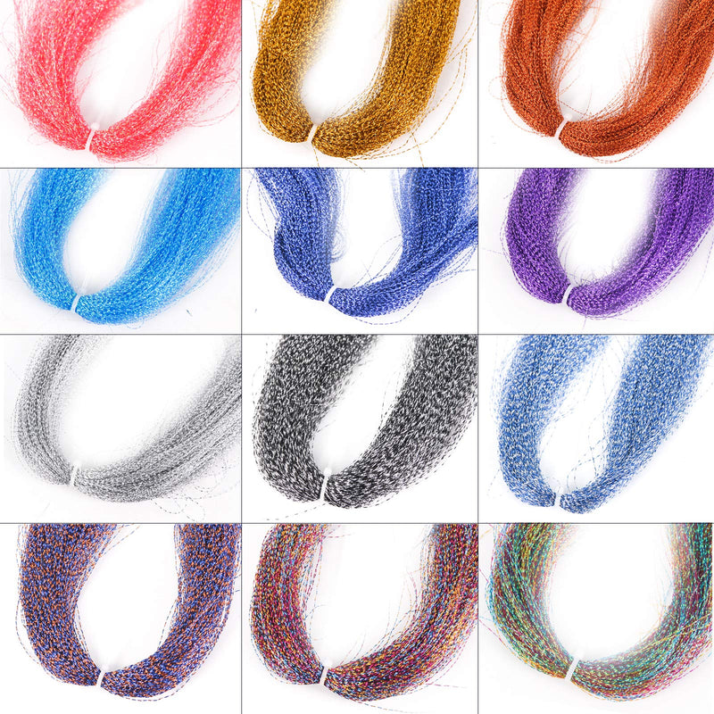 M MAXIMUMCATCH Maxcatch Crystal Flash Fly Tying Materials Flashabou Tinsel Fishing Flies Making Kit 12 Colors Set B - BeesActive Australia