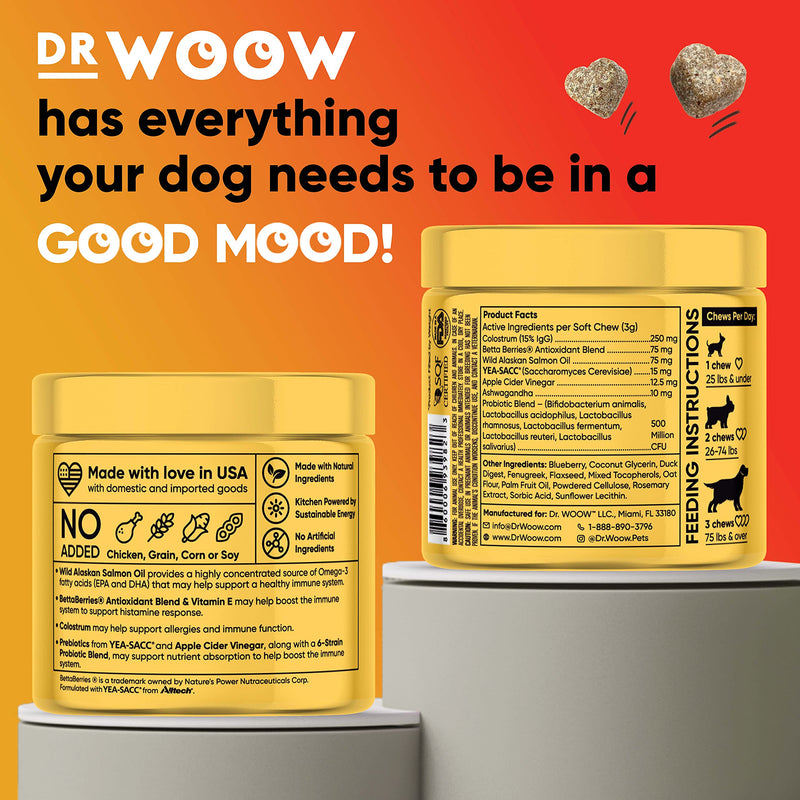 Dr Woow Immunity Allergy Chews for Dogs Itching, Dog Allergy Chews for Allergy Relief & Itch Relief, Duck Flavor Allergy Dog Chews, Dog Itchy Skin Treatment Supplements, Anti Itch, Probiotic for Dogs - BeesActive Australia