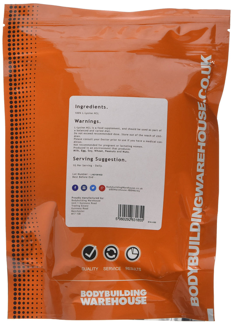 Bodybuilding Warehouse PURE L-Lysine Powder - Collagen Boost & Joint Support - Unflavoured 500g - BeesActive Australia