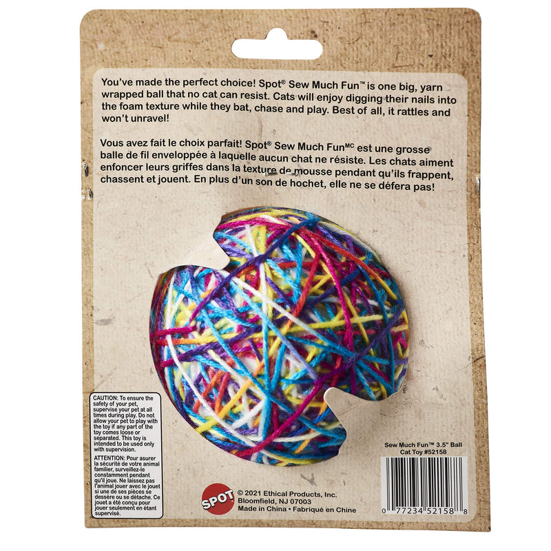 SPOT Ethical Products Sew Much Fun/Yarn Ball Cat Toy / 3.5", Multicolor Multi - BeesActive Australia