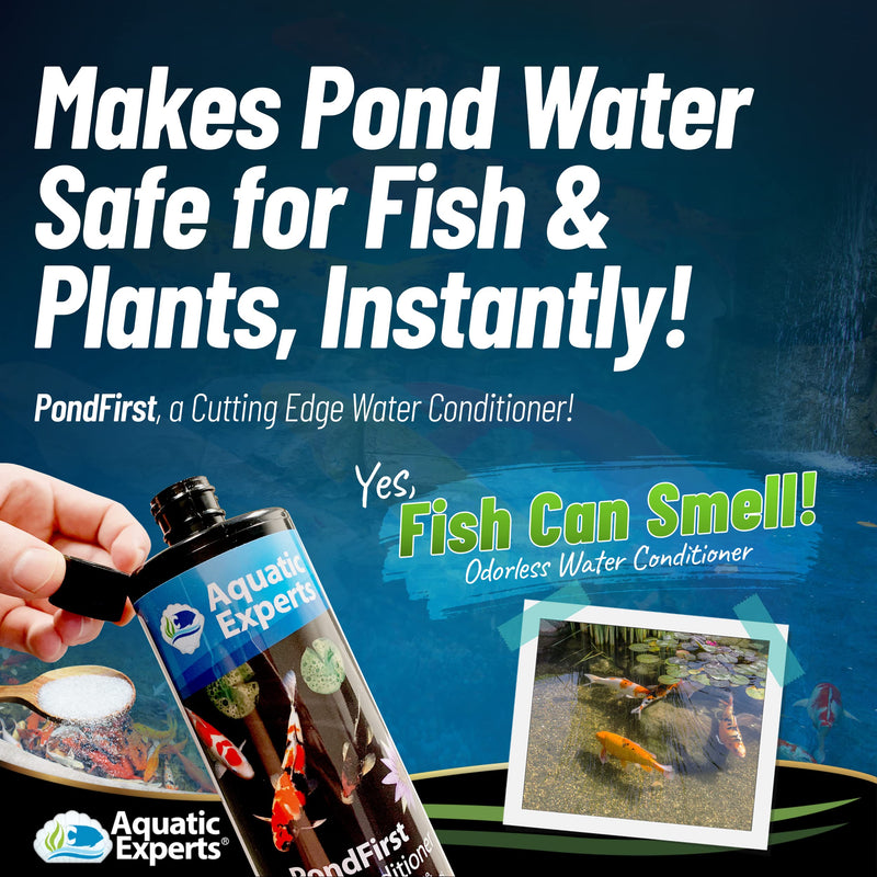 Aquatic Experts PondFirst Pond Water Conditioner - Concentrated Instant Dechlorinator for Fish Ponds, Makes Water Safe for Koi and Goldfish, Made in The USA Liquid 500 ml - Treats 5,000 gallons - BeesActive Australia