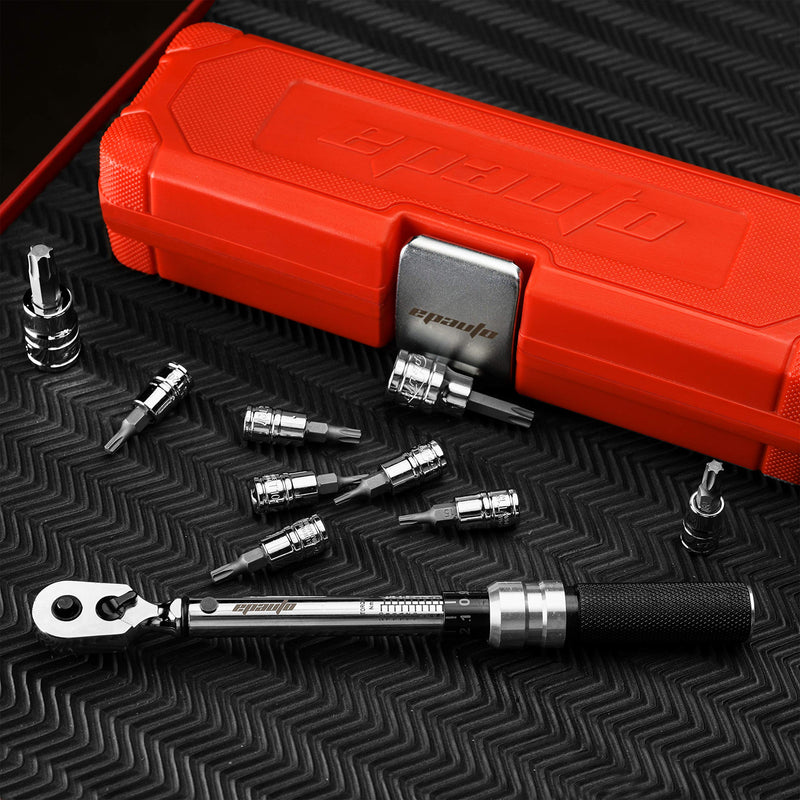 EPAuto Bike Tool 1/4 Inch Drive Click Torque Wrench Set (2 to 20 Nm), Hex/Torx Bit Socket Extension Bar Bicycle Maintenance Kit - BeesActive Australia