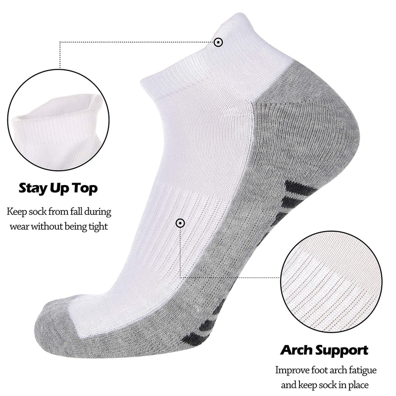 Eallco Mens Ankle Socks Low Cut Athletic Cushioned Running Tab Socks 6 Pack Black 6 (Fits Mens Shoe Size 6-12) - BeesActive Australia