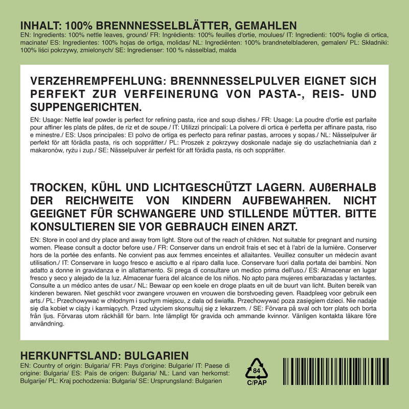 Nettle powder (500g, 1.1lb), dried nettle, nettle powder 100% natural without additives, vegan, ground nettle 500 GR - BeesActive Australia