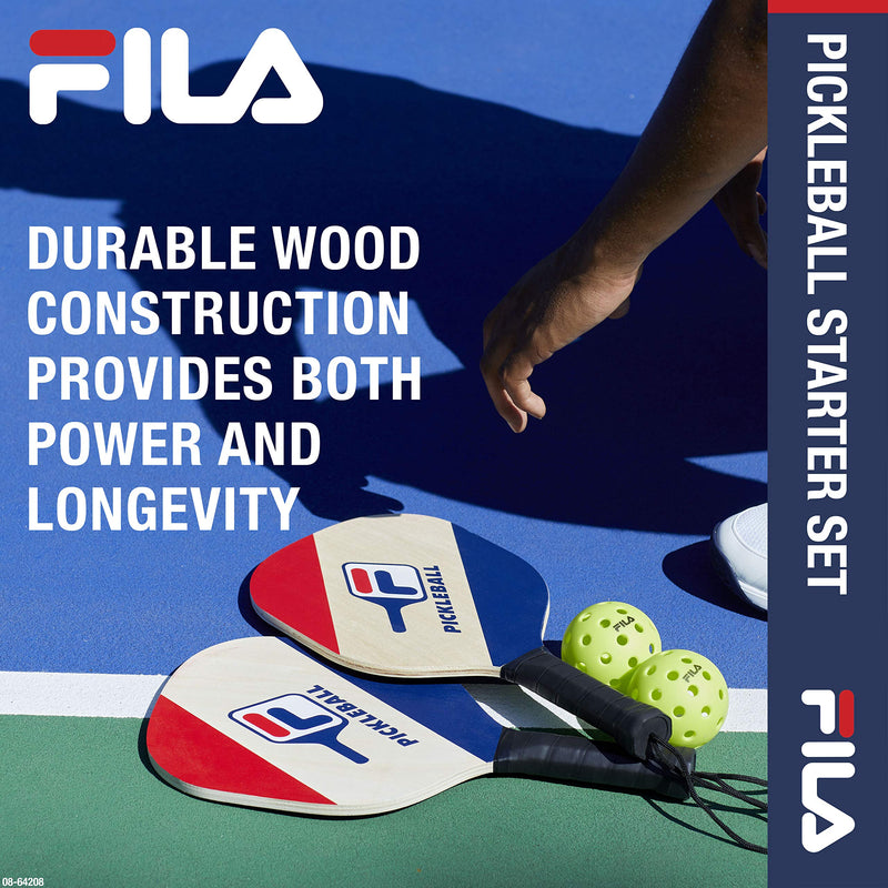 FILA Accessories Pickleball Paddles Set of 2 - Includes 2 Pickle Ball Rackets, 2 Outdoor Pickleball Balls, Pickle-Ball Raquet Game Equipment Mesh Bag Deuce - BeesActive Australia