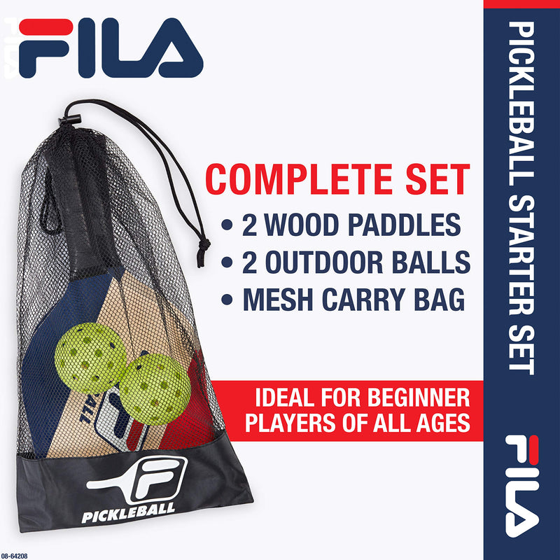 FILA Accessories Pickleball Paddles Set of 2 - Includes 2 Pickle Ball Rackets, 2 Outdoor Pickleball Balls, Pickle-Ball Raquet Game Equipment Mesh Bag Deuce - BeesActive Australia