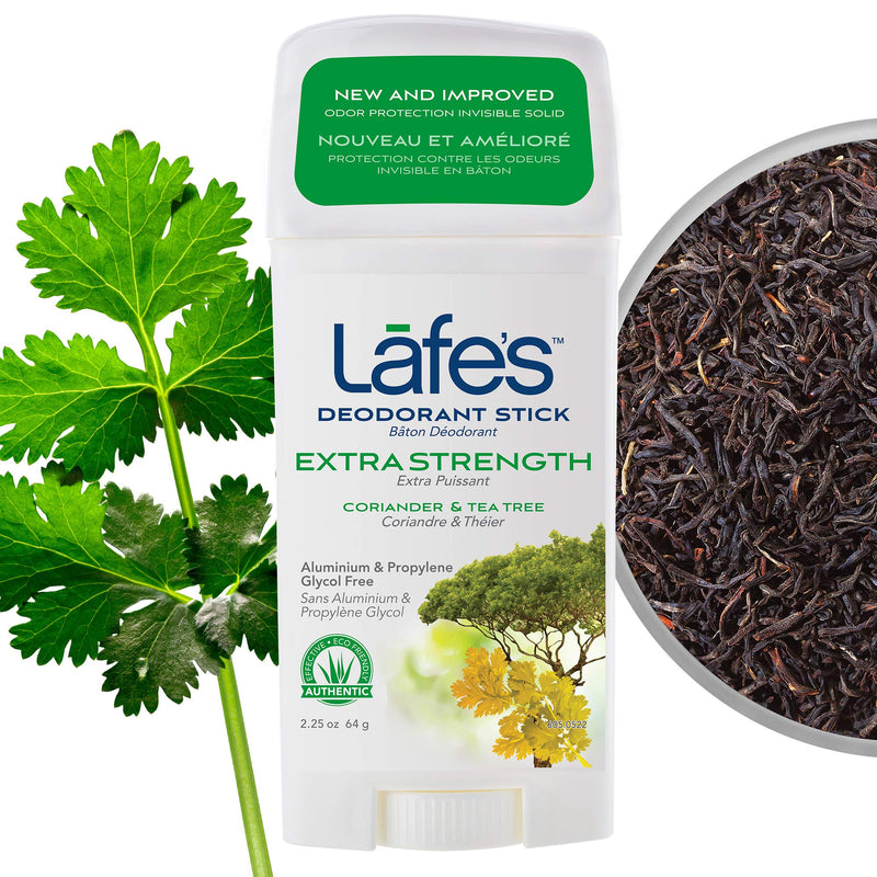 Lafe's | Extra Strength - Coriander & Tea Tree - Aluminum Free Natural Deodorant Stick for Women & Men | Vegan, Cruelty Free, Gluten Free, Paraben Free & Baking Soda Free with 24-Hour Protection (2.25 oz) - BeesActive Australia