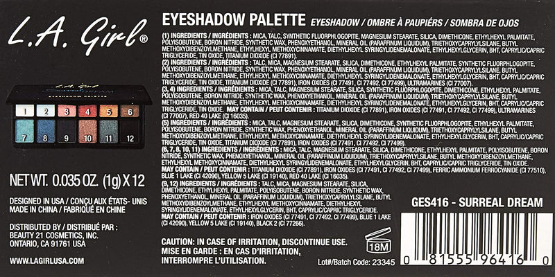 L.A. Girl Fanatic Eyeshadow Palette, Surreal Dream, 1 oz - BeesActive Australia