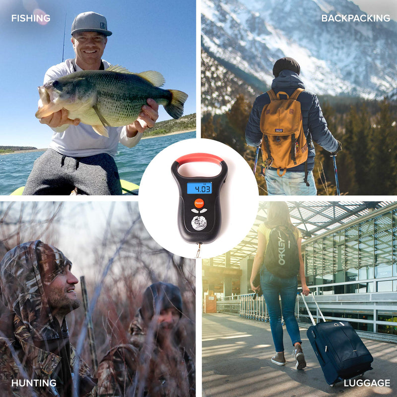 Kraken Bass Fishing Scale - Essential Fishing Gear Accessories Backpack Portable, Electronic Digital Weight Display with Measuring Tape (110lbs/50Kg) Weigh Scale - BeesActive Australia
