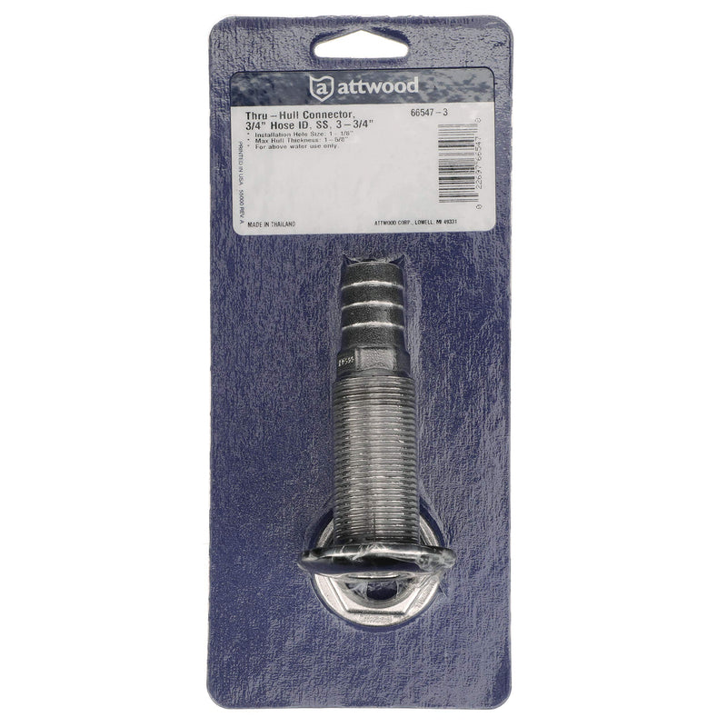 [AUSTRALIA] - attwood 66547-3 Stainless Steel Straight Thru-Hull Valve Fitting, Barbed, Standard Length, for 3/4-Inch Interior Diameter Hose 