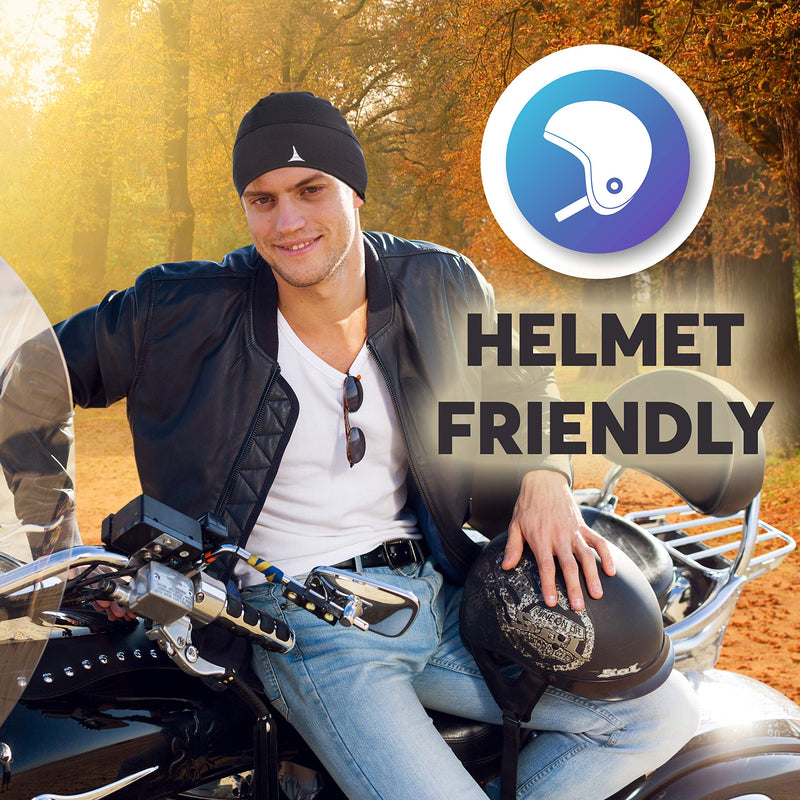 Helmet Liner Sweat Wicking Skull Cap Beanie. Ultimate Performance Moisture Wicking. Fits Under Helmets American Black - BeesActive Australia