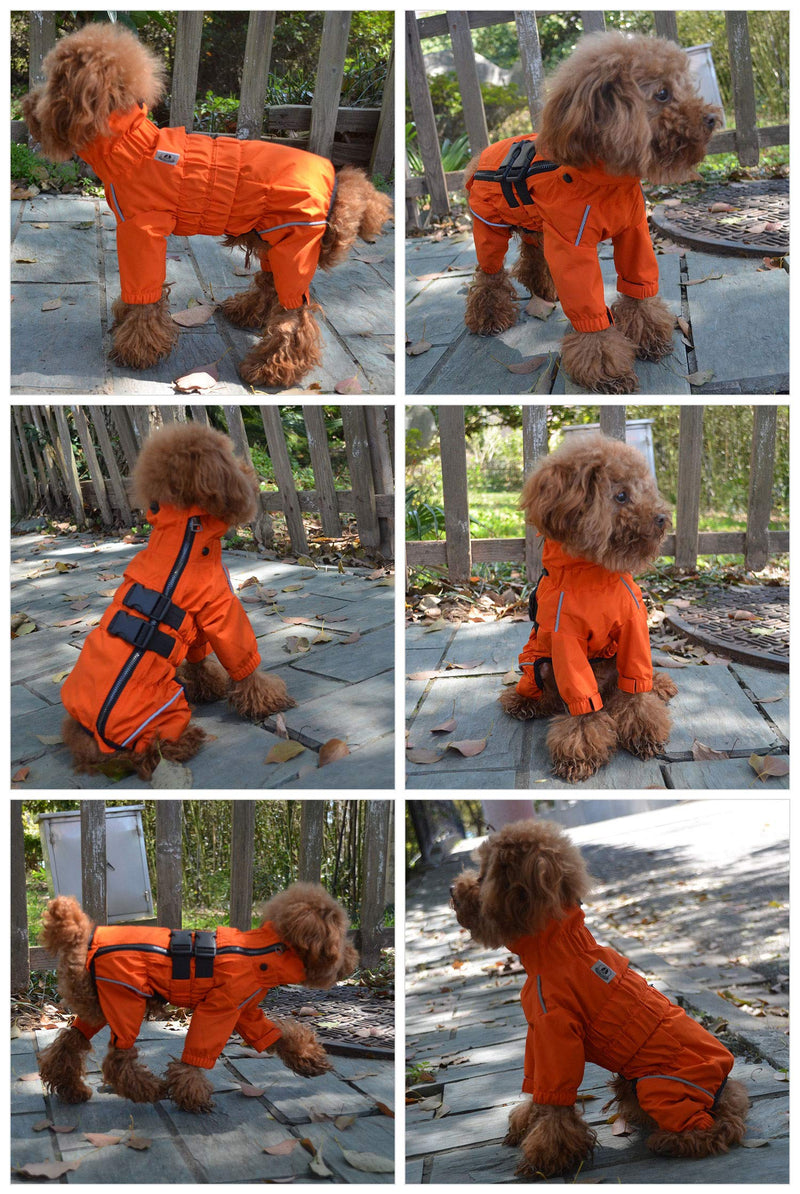 Dogs Waterproof Jacket, Lightweight Waterproof Jacket Reflective Safety Dog Raincoat Windproof Snow-Proof Dog Vest for Small Medium Large Dogs M (back 14") Orange - BeesActive Australia