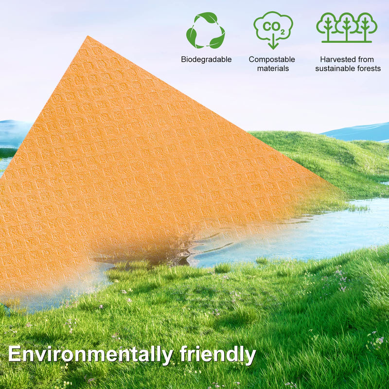 Homaxy Swedish Dishcloths for Kitchen, 10 Pack Reusable and Eco-Friendly Cellulose Sponge Cloths Dish Towels, Absorbent and No Odor Paper Towels for Dishes ＆ Counters, Orange Pack of 10 - BeesActive Australia