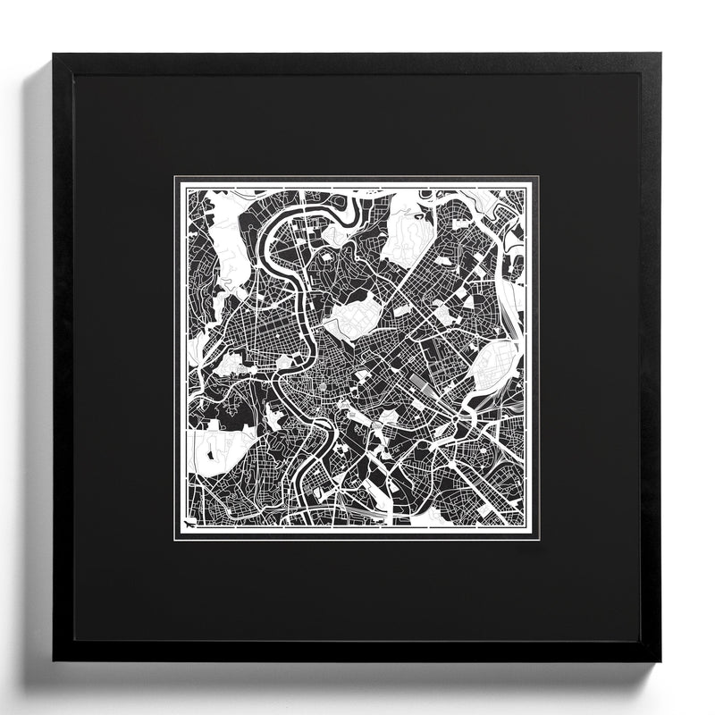Rome Paper Cut Map by O3 Design Studio White 12x12 inches Paper Art Rome - BeesActive Australia
