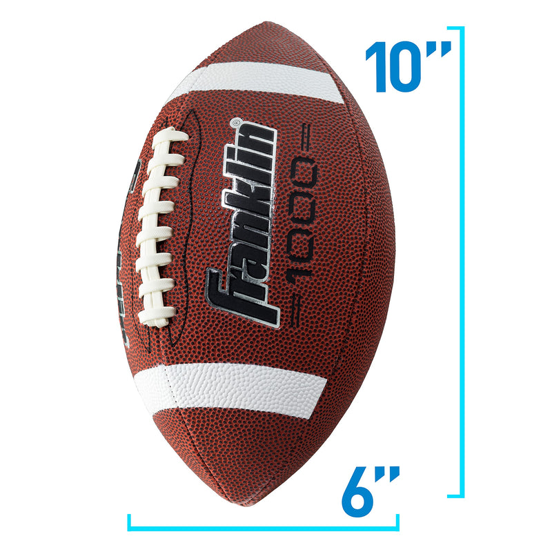 Franklin Sports Youth Footballs - Junior + Pee Wee Kids Footballs - All-Weather Synthetic Leather Outdoor Footballs - Extra Grip 1000 Footballs for Kids - 1 Packs + 12 Football Team Packs Brown 1 Inflated Football - BeesActive Australia