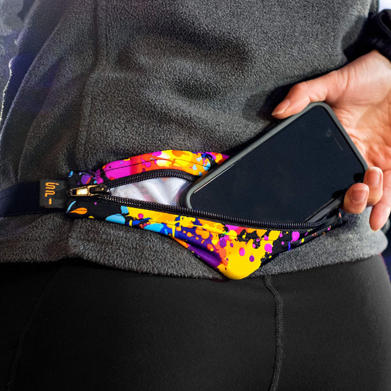 [AUSTRALIA] - SPIbelt Large Pocket Running Belt, No-Bounce Waist Bag for Runners Athletes Men and Women fits iPhone and Android Phones Black with Black Zipper Original Pocket 