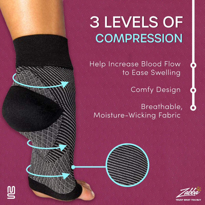 Modetro Socks - 1 ﻿Pair(s) of Ankle Compression Socks for Ankle Support & Foot Discomfort Relief, Dotted Black - Small/ Medium S/M ( 1 Pair ) - BeesActive Australia
