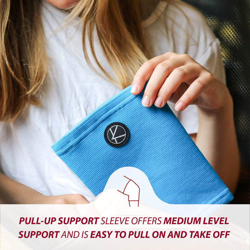 Kids Knee Sleeve for Sports - Kids Knee Brace for Osgood-Schlatter. Knee Support for Girls, Boys, Football, Pain, Basketball, Tendonitis, Dance, Gymnastics, Arthritis, ACL, MCL, LCL Blue One Size - BeesActive Australia