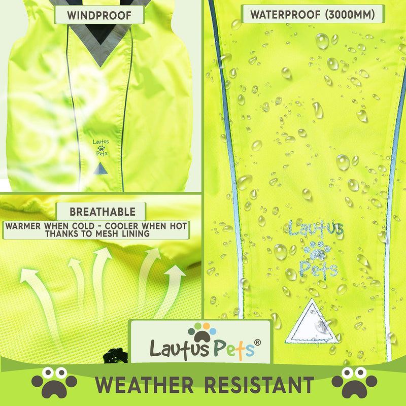 Lautus Pets Waterproof Dog Raincoat - Reflective, Yellow Rain Jacket with Harness Hole for Small, Medium and Large Dogs L - BeesActive Australia