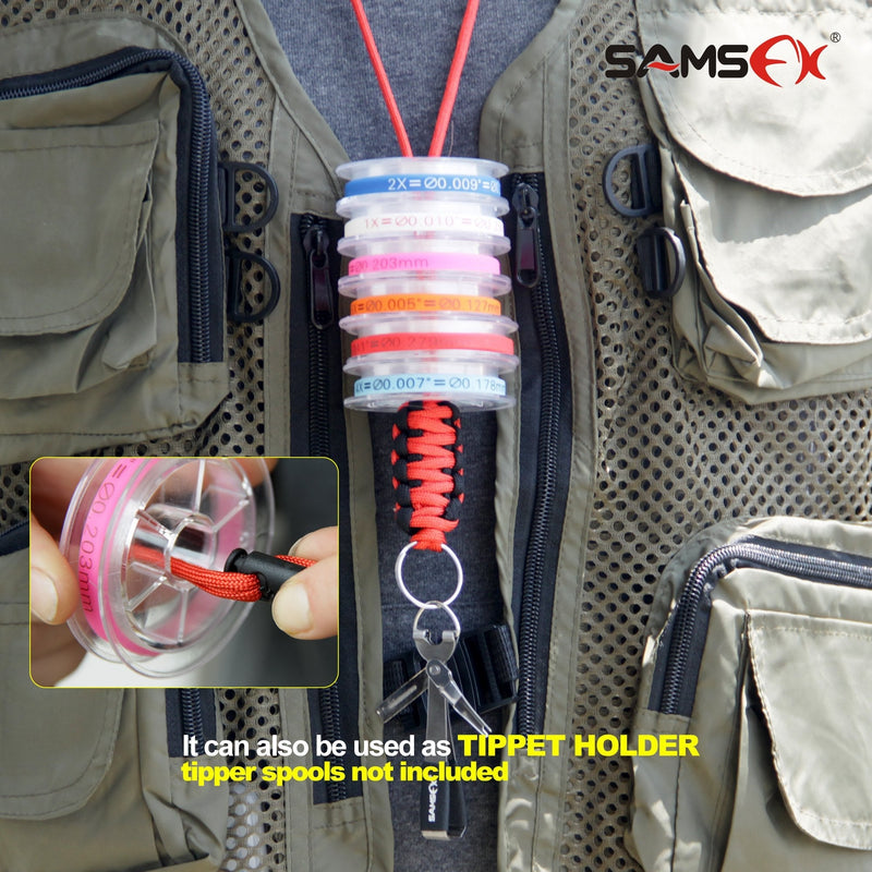 SAMSFX Quick Knot Tool and Fly Fishing Tippet Spool Holder Necklace Lanyard Combo Breakaway Lanyard & Black Knot Tool - BeesActive Australia