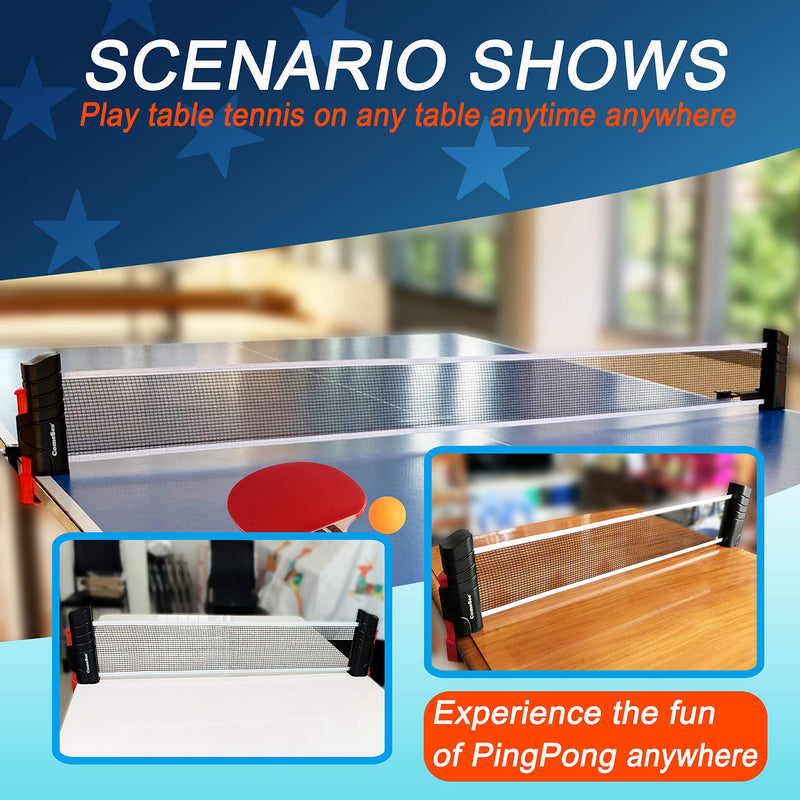 Comesee Retractable Ping Pong Net for Any Table, Table Tennis Nets and Posts Equipment for Replacement black - BeesActive Australia