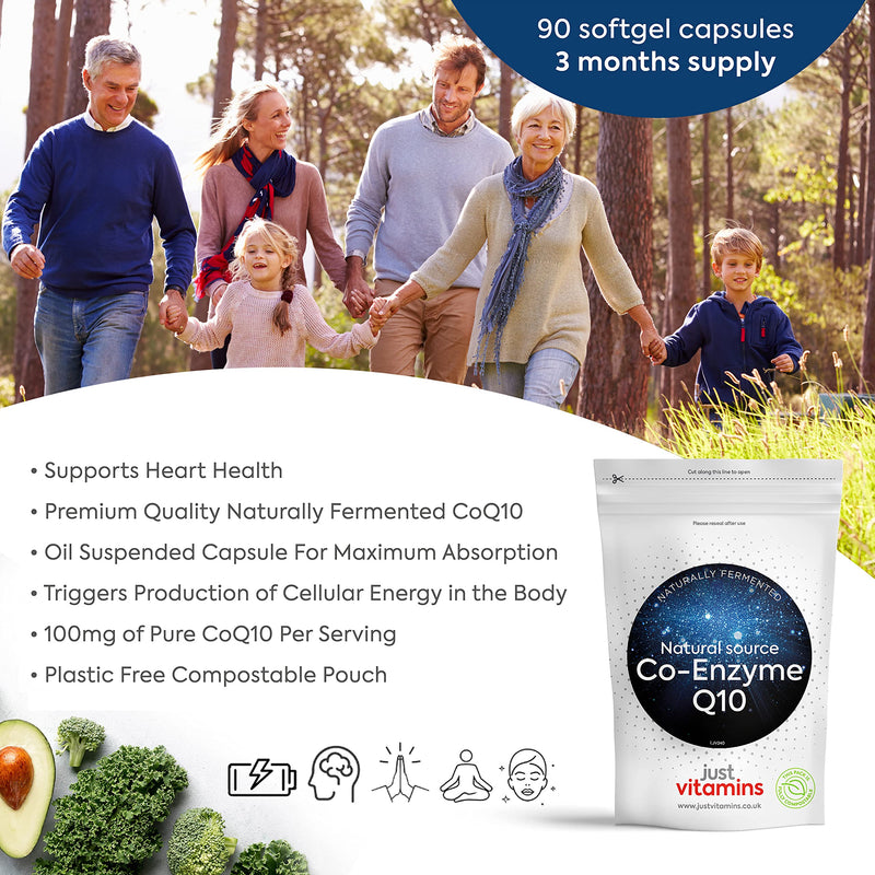 Co-Enzyme Q10 (CoQ10) 100mg - 90 Capsules | 3 Month Supply 100% Pure Co Q10 Premium Naturally Fermented & Oil Encapsulated for High Absorption - Quality Assured Coenzyme Q10 Supplement - UK Made - BeesActive Australia