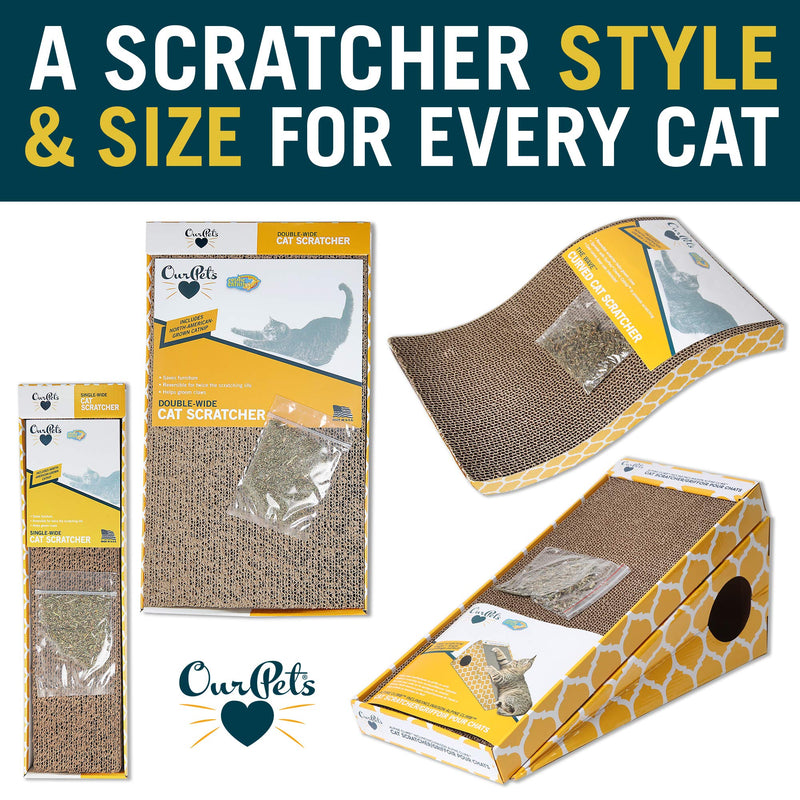OurPets The Wave Curved Catnip Cat Scratcher (Cat Toys for Indoor Cats, Catnip Toys, Cat Gifts & Cat Toys Interactive) [Includes Cosmic Catnip- North-American Grown Catnip] Far-N-Wide Pack of 1 - BeesActive Australia