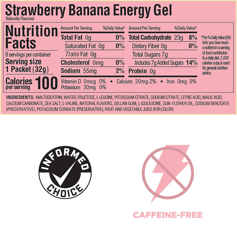 GU Energy Original Sports Nutrition Energy Gel, 8-Count, Strawberry Banana - BeesActive Australia