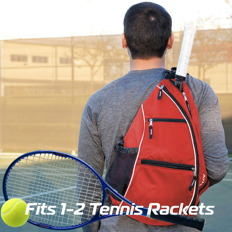 Athletico Sling Bag - Crossbody Backpack for Pickleball, Tennis, Racketball, and Travel for Men and Women (Red) - BeesActive Australia