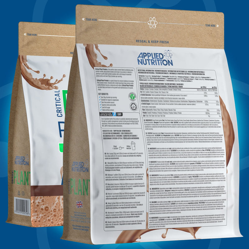 Applied Nutrition Critical Plant Protein - Vegan Protein Powder, Plant Based Supplement (450g - 15 Servings) (Chocolate) Chocolate - BeesActive Australia
