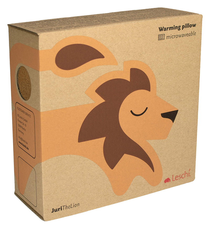 Leschi Wheat Bag microwavable, unscented/Heat Pack for Neck and Shoulders/Animal: Lion Juri, Beige Sand - BeesActive Australia