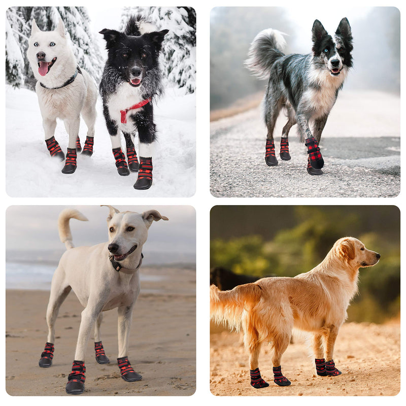 FLYSTAR Dog Shoes for Medium, Large Dogs, Waterproof Reflective Adjustable Winter Dog Boots, Anti-Slip Rain/Snow Outdoor Warm Dog Shoes Paw Protector for Running, Hiking, Walking,etc. 7# (paw width: 1.9"-2.7") - BeesActive Australia