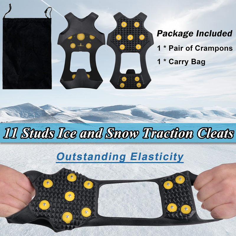 VanRolldex Ice Cleats for Boots Shoes Ice Snow Traction Cleats for Walking On Snow and Ice Non Slip Rubber Snow Shoes 11 Studs Cleats Crampons for Hiking Walking Climbing Jogging Men Women X-large (11-14 men / 13-16 women) - BeesActive Australia