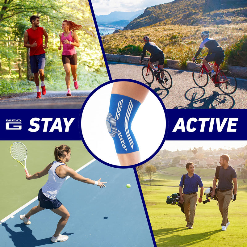 Neo G Knee Support Brace with Silicone Patella Cushion and Spiral Stays for Joint Pain Relief, Knee Injury, Meniscus Tear, Sprains, Runners Knee Rehab - Knee Compression Sleeve - Airflow Plus - XL X-LARGE: 42 - 46 CM - BeesActive Australia