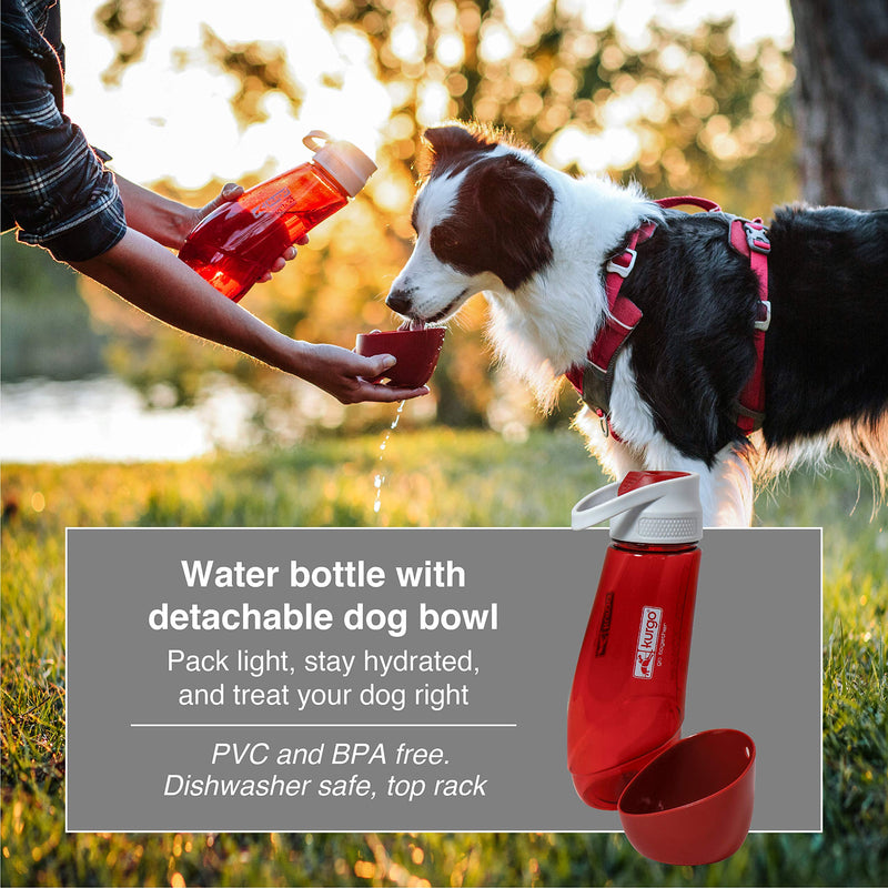 Kurgo Gourd 2 in 1 Dog Travel Water Bottle, Pet Water Bottle, Portable Water Dish for Dogs, Detachable Bowl, Dishwasher Safe, Holds 24 oz Coastal Blue - BeesActive Australia