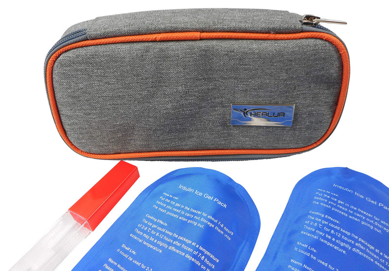 Travel Insulin Cool Bag by HEALUA- Diabetic Organizer Portable Medical Travel Cooler Case Pack with 2 X 48 Hour Extra Cool Reusable Ice Packs, Thermometer & Used Needle Pouch - Carry On Approved Size 1 Count (Pack of 1) - BeesActive Australia