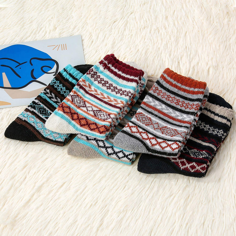 Zando Womens Wool Socks Winter Athletic Socks Crew Sock Warm Hiking Merino Wool Socks Soft Thick Mid Calf One Size Diamond - BeesActive Australia
