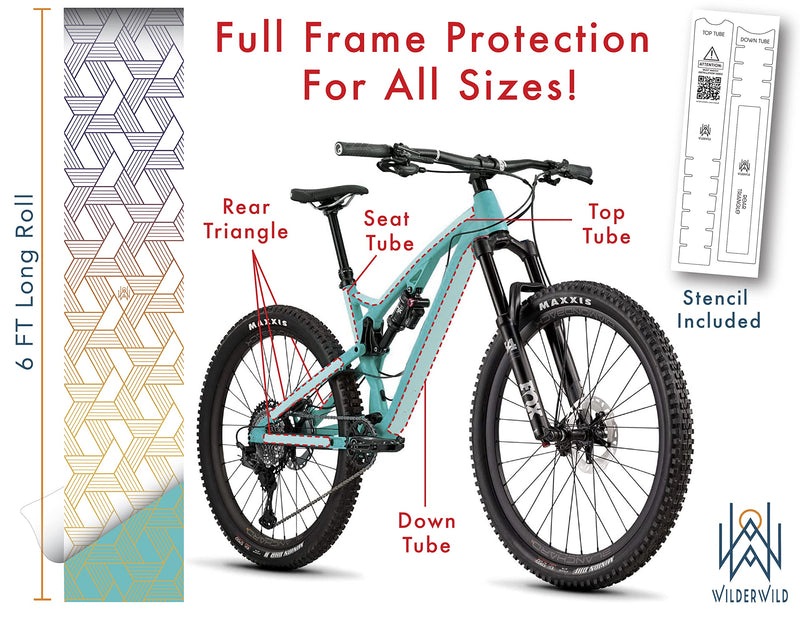 WilderWild Bike Frame Protection Tape- High Impact Clear Vinyl Wrap Includes Tool (4x72) Bicycle Frame Protector, Mountain Bike Frame Guard Chainstay Protector - BeesActive Australia