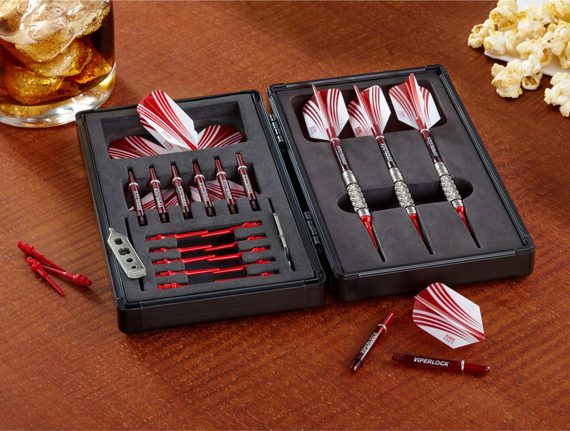 [AUSTRALIA] - Casemaster Sinister Magnetic Aluminum Dart Case with Precision Cut Space to Hold 3 Steel Tip or Soft Tip Darts and Extra Flights, Shafts and Tips, Magnetic Latch Keeps Case Closed Tight 